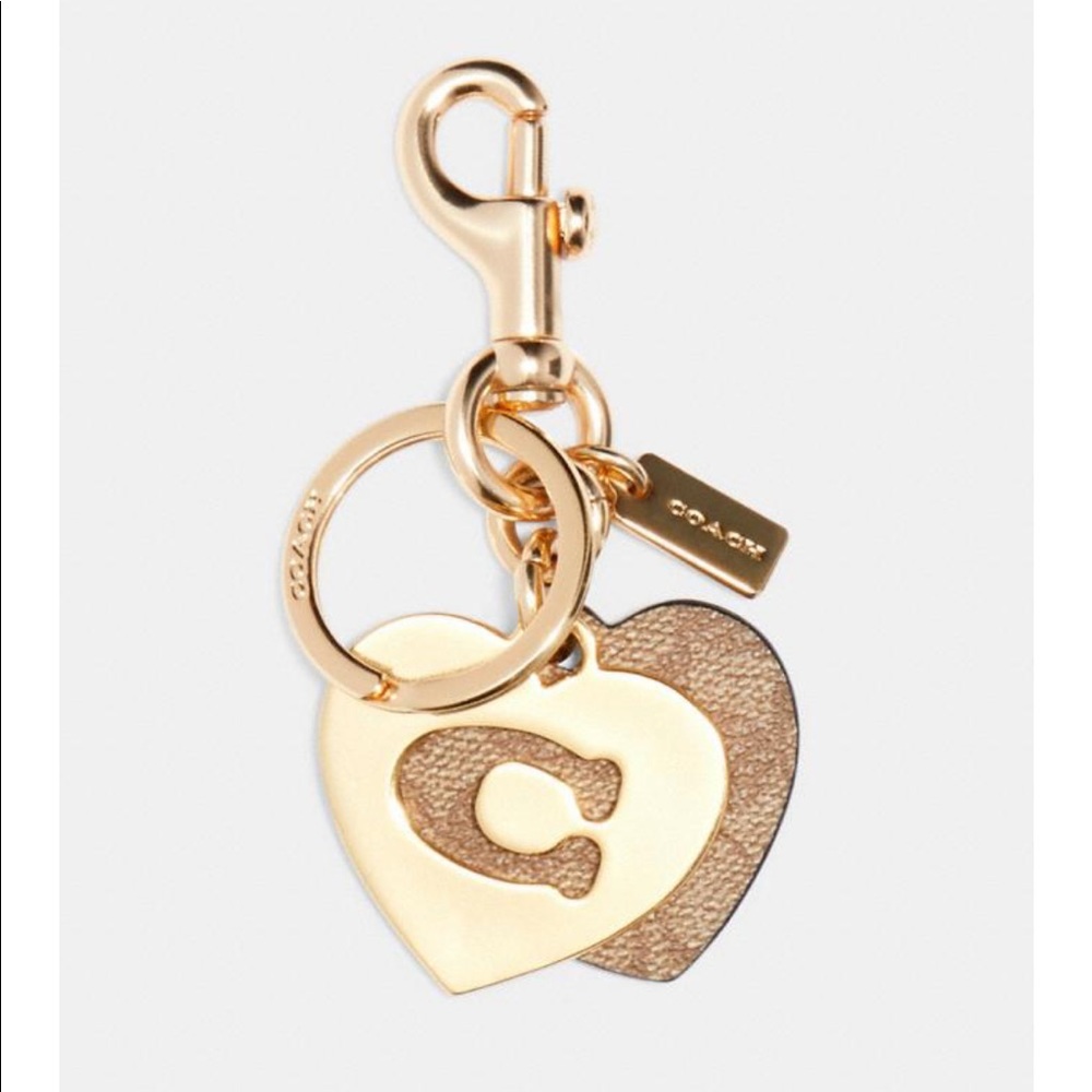 COACH SIGNATURE HEARTS KEY RING